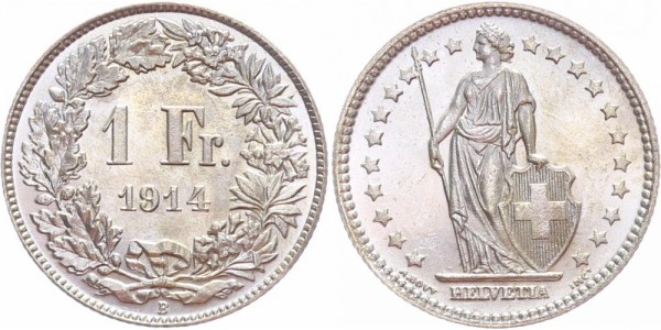 Schweiz 1 Franken 1914 B Eidgenossenschaft