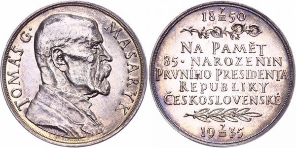 Tschechoslowakei Medaille 1935 - Masaryk