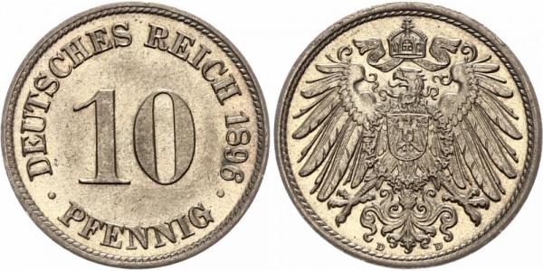 Kaiserreich 10 Pfennig 1896 D Kursmünze