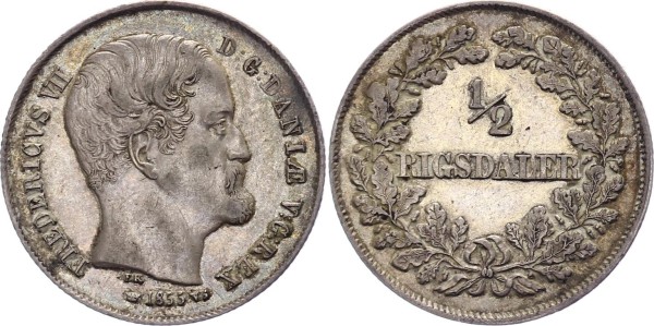 Dänemark 1/2 Rigsdaler 1855 - Frederik VII., 1848-1863.