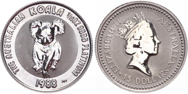 Australien 15 Dollars (1/10 Oz Platin) 1988 - Koala