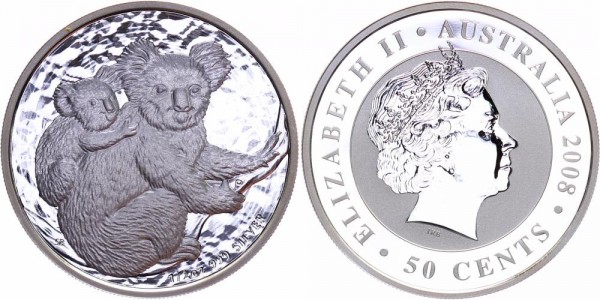 Australien 50 Cents 2008 - Koala, Elizabeth II., 1/2 Unze