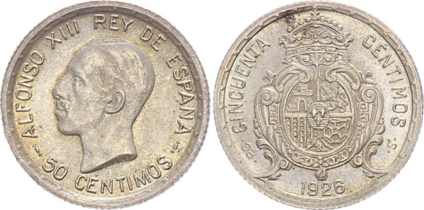 Spanien 50 Centimos 1926 - Alfonso XIII.