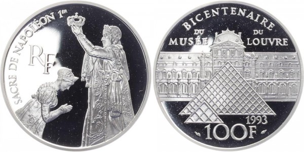 Frankreich 100 Francs 1993 - 200 Jahre Louvre, Krönung Napoleons I.