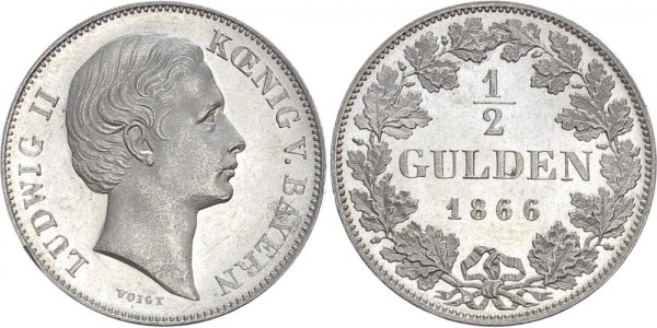 Bayern 1/2 Gulden 1866 - Ludwig II.