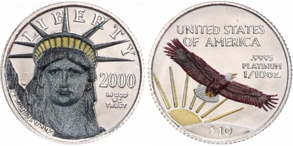 USA 10 Dollars (1/10 Oz Platin) 2000 - Liberty