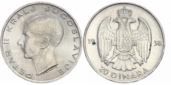 Jugoslawien 20 Dinara 1938 - Petar II., 1934-1945