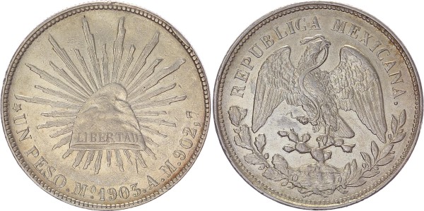 MEXICO. 1 Peso 1903-Mo AM. Mexico City Mint