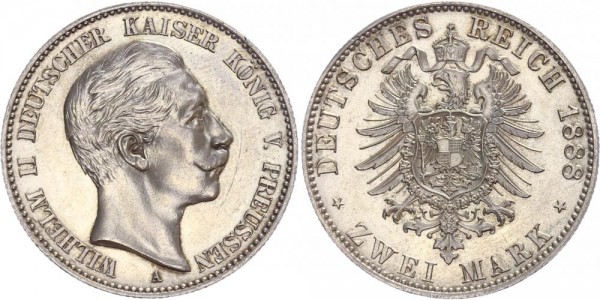 Preussen 2 Mark 1888 A Wilhelm II.