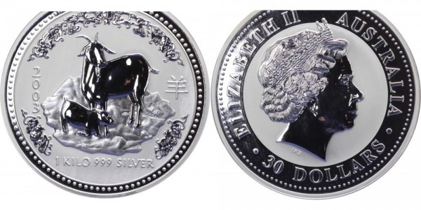 Australien 30 Dollars 2003 - Jahr der Ziege - Lunar Serie