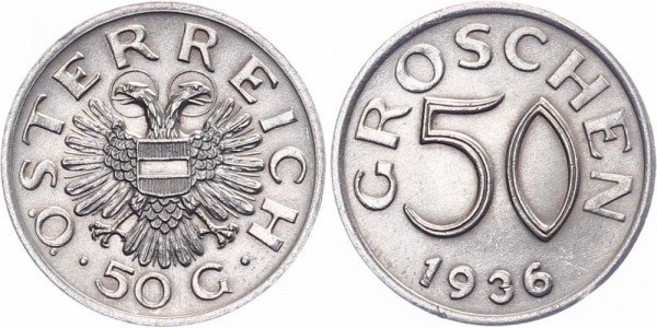 Österreich 50 Groschen 1936 Wien Kursmünze