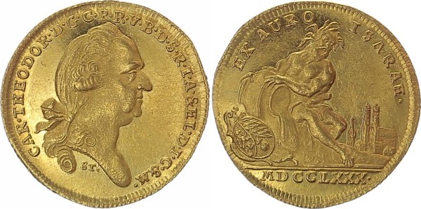 Bayern Isargold Dukat 1780 München Karl Theodor, 1777 - 1799 RR!