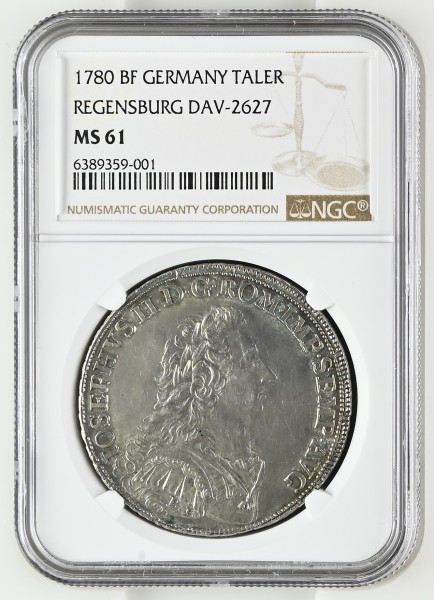 Regensburg Konventionstaler 1780 JOSEF II., 1765-1790. Kurant- und Scheidemünzen, NGC MS61