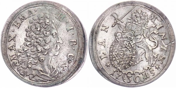 Bayern 30 Kreuzer (1/2 Gulden) 1715 - Maximilian II. Emanuel, 2. Regierung. 1715-1726