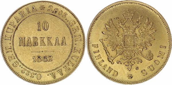 Finnland 10 Markkaa 1882 - Nikolaus II. 1894-1917