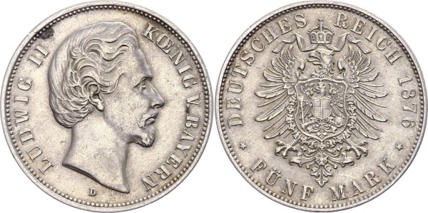 Bayern 5 Mark 1876 - Ludwig II.