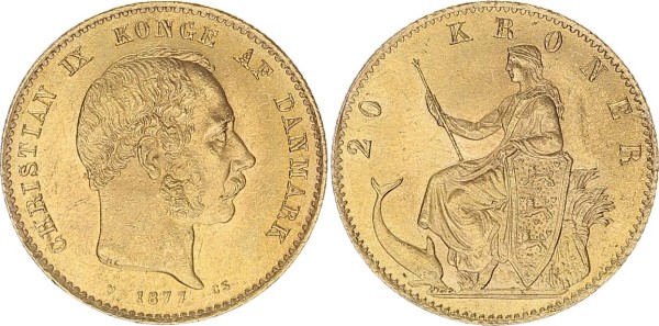 Dänemark 20 Kroner 1877 - Christian IX. 1863-1906