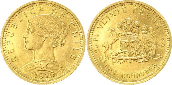 Chile 20 Pesos 1976 - Dos Condores
