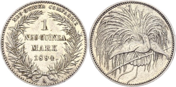 Deutsch Neuguinea 1 Mark 1894 - Paradiesvogel