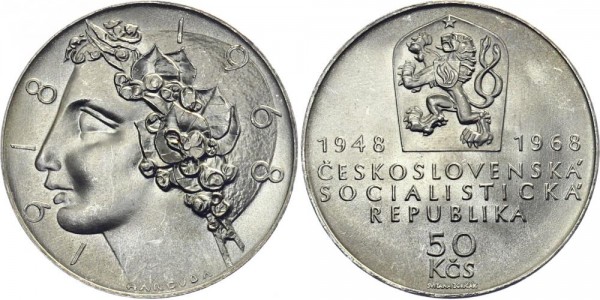 CSSR 50 Kč 1968 - 50 Jahre Republik (Prager Frühling)