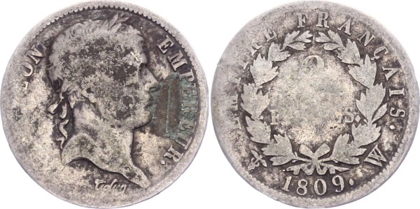 Frankreich 2 Francs 1809 W Napoleon