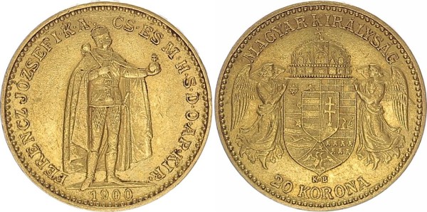 RDR Österreich-Ungarn 20 Korona 1900 Kremnitz Franz Joseph I. (1848-1916) stehender Kaiser