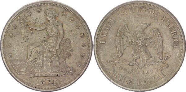 USA 1 Dollar 1874 S Trade Dollar