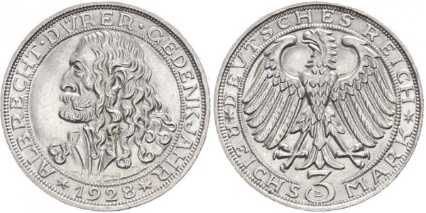 Weimarer Republik 3 Reichsmark 1928 - Dürer
