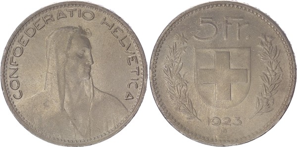 Schweiz 5 Franken 1923 B Eidgenossenschaft