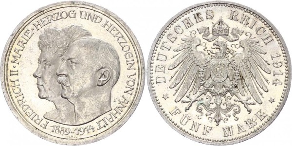 Anhalt 5 Mark 1914 - Silberhochzeit
