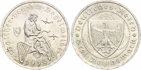 Weimarer Republik 3 Reichsmark 1930 A Vogelweide