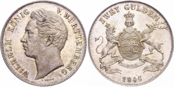 Württemberg Doppelgulden (2 Gulden) 1847 - Wilhelm I. 1816-1864