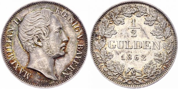 Bayern 1/2 Gulden 1862 - Maximilian II. Joseph (1848-1864)