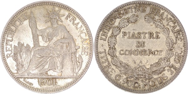 Französisch Indochina Piastre 1901 A Handelsmünze