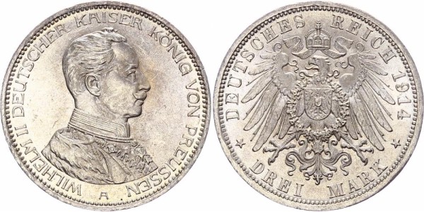 Preussen 3 Mark 1914 - Wilhelm II. 1888-1918.