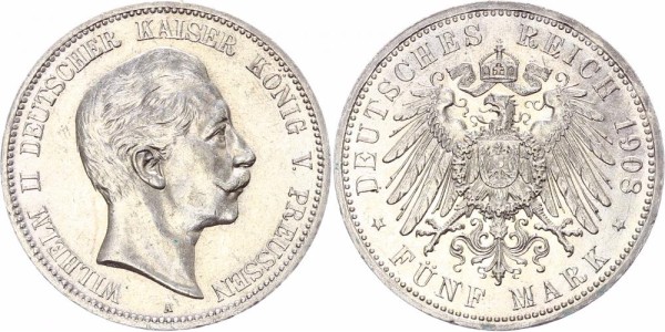 Preussen 5 Mark 1908 - Wilhelm II.