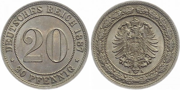 Kaiserreich 20 Pfennig 1887 A Kursmünze