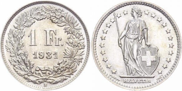 Schweiz 1 Franken 1931 B Eidgenossenschaft