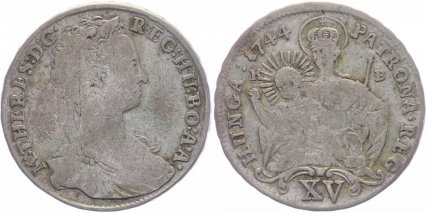 Ungarn XV/15 Kreuzer 1744 KB Maria Theresia