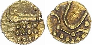 Indien/Königreich Cochin Gold-Fanam 1795 - 1850 Vira Raya Fanam Goldmünze