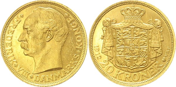 Dänemark 20 Kroner 1912 - Frederik VIII.. 1906-1912.