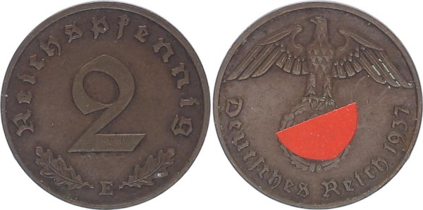 Drittes Reich 2 Reichspfennig 1937 E Kursmünzen 1933-1945