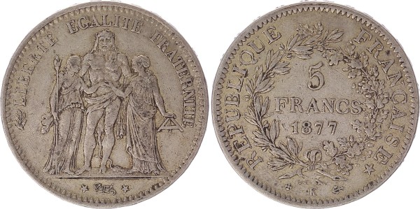 Frankreich 5 Francs 1877 K Hercule
