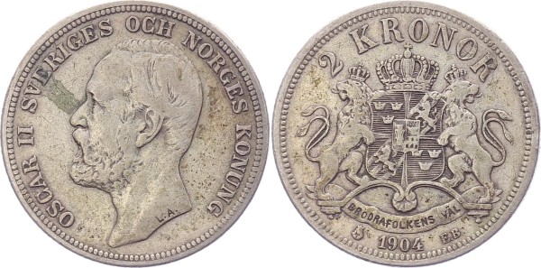 Schweden 2 Kronor 1904 - Oscar II.