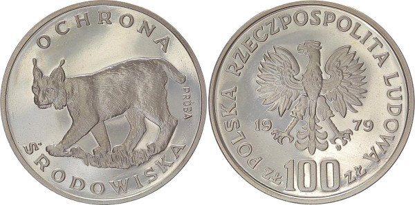 Polen 100 Zloty 1979 Umweltschutz Luchs Probe