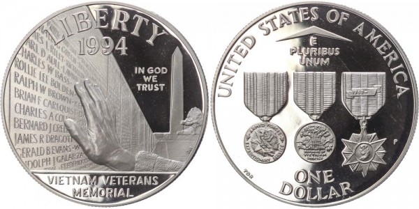 USA 1 Dollar 1994P Philadelphia Vietnam Veterans Memorial